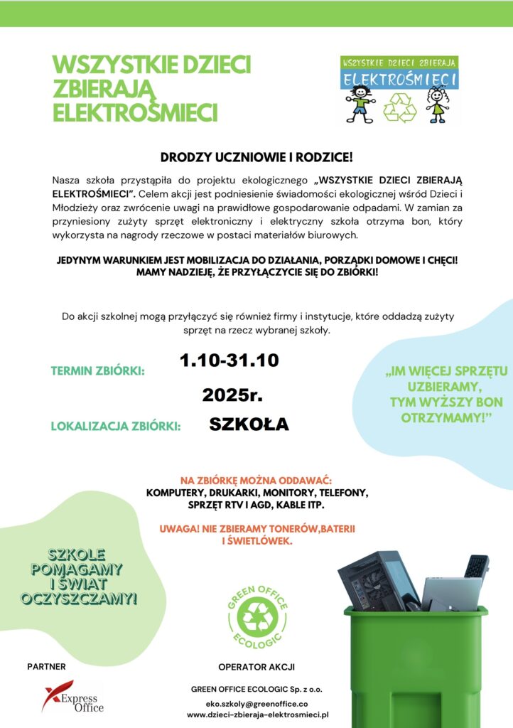 WSZYSTKIE DZIECI ZBIERAJĄ ELEKTROŚMIECI