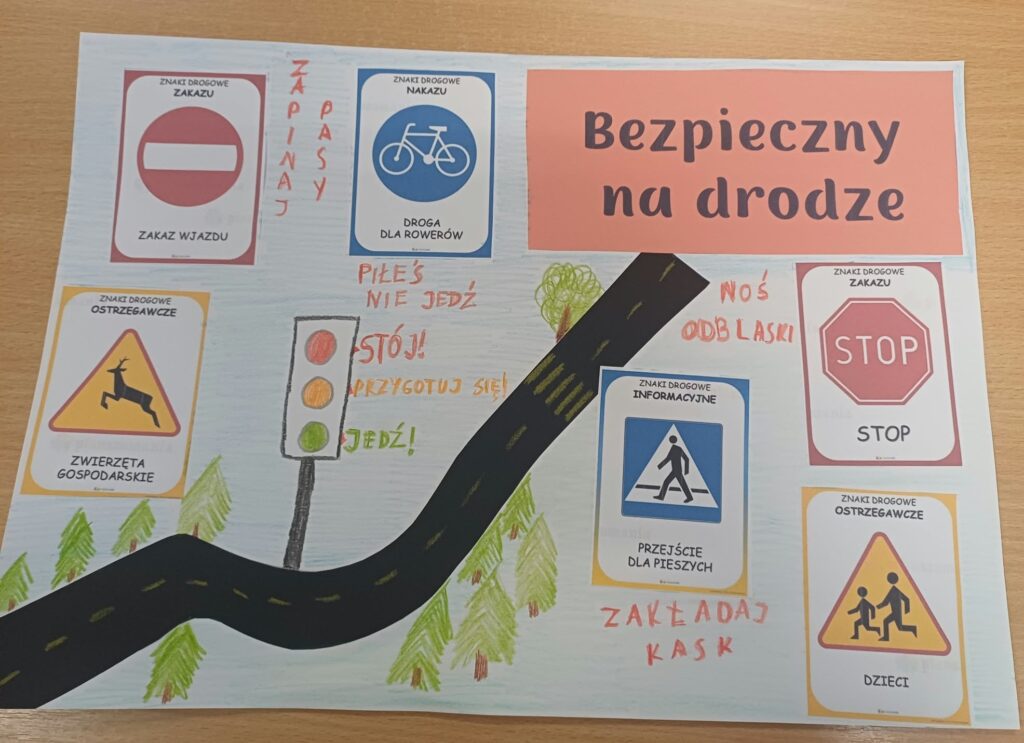 Plakaty promujące noszenie odblasków „Bezpieczny na drodze”